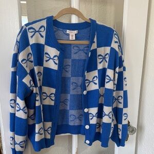 Bow Pattern Sweater Cardigan